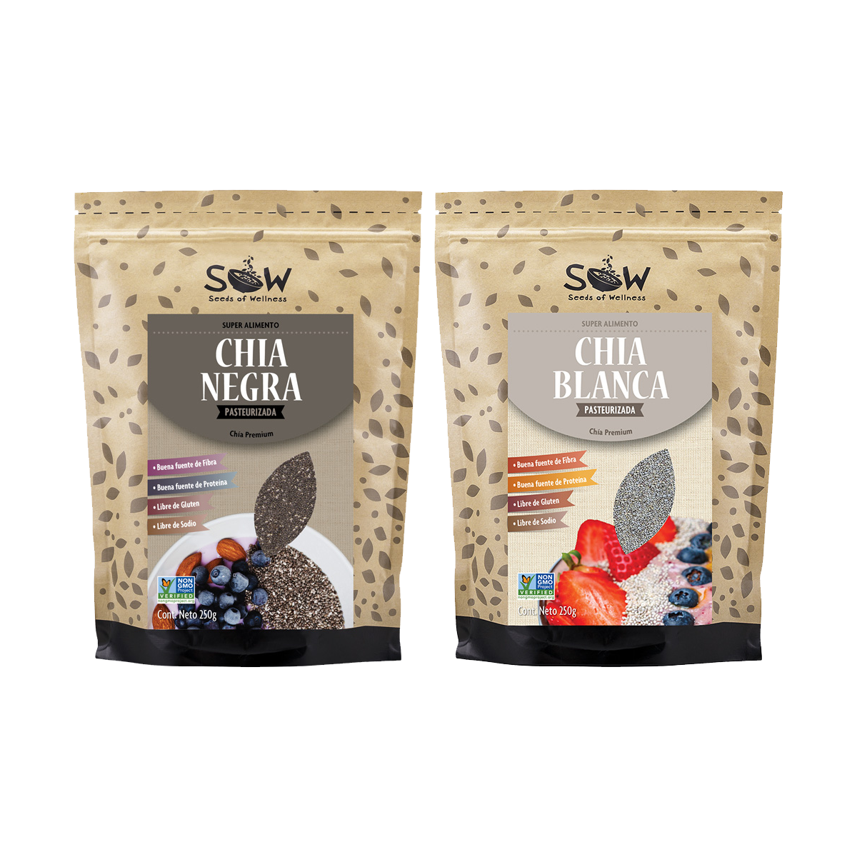 Pack Semillas Chía Blanca 250 g y Chía Negra 250 g