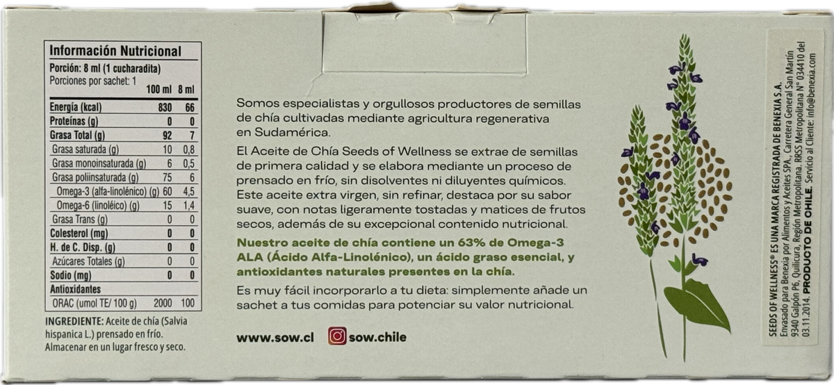 Sachet Aceite de chía 8 ml (50 unidades)